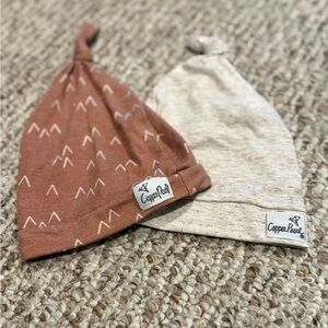 Copper Pearl Knotted Beanie Set - Rust and Cream